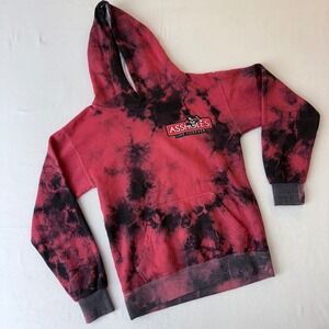Assholes Live Forever Tie Dye Hoodie Red Black Small Streetwear Graphic Pullover
